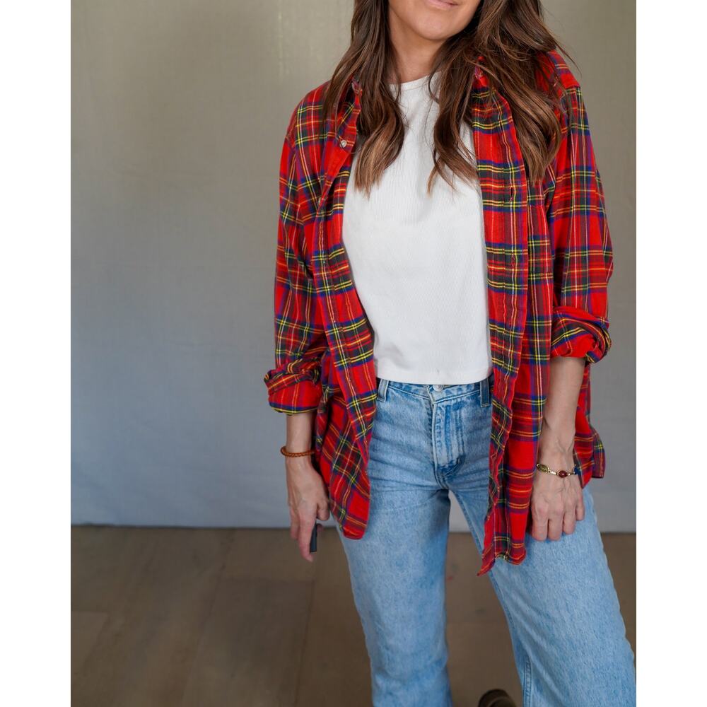 Vintage L.L. Bean Red Tartan Flannel / Made in USA / Classic Plaid Shirt